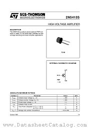 2N5415S datasheet pdf SGS Thomson Microelectronics