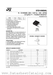 STD16NE06L datasheet pdf SGS Thomson Microelectronics