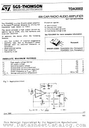 TDA2002 datasheet pdf SGS Thomson Microelectronics