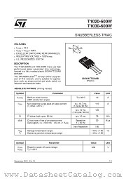 T1030-600W datasheet pdf SGS Thomson Microelectronics