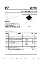 T835-600G datasheet pdf SGS Thomson Microelectronics
