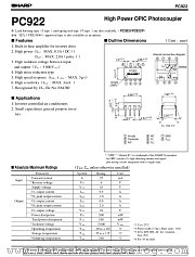 PC922 datasheet pdf SHARP