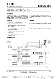 U2784B-BFS datasheet pdf TEMIC