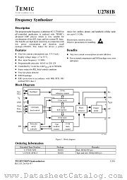 U2781B datasheet pdf TEMIC