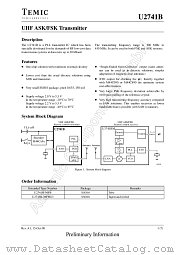 U2741B datasheet pdf TEMIC