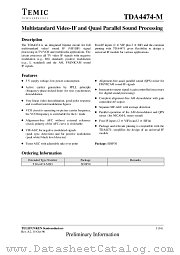 TDA4474M datasheet pdf TEMIC