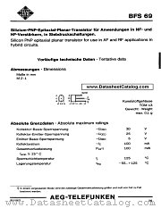 BFS69 datasheet pdf AEG-TELEFUNKEN