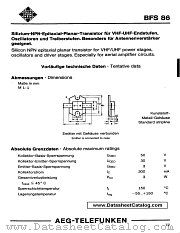 BFS86 datasheet pdf AEG-TELEFUNKEN