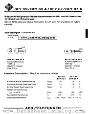 BFY69A datasheet pdf AEG-TELEFUNKEN