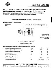 BLY78 datasheet pdf AEG-TELEFUNKEN