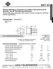BSY92 datasheet pdf AEG-TELEFUNKEN