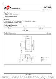 BC807 datasheet pdf AUK Corp