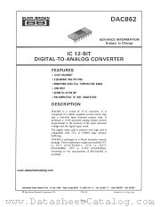 DAC862SG-BIN datasheet pdf Burr Brown