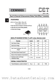 CEM9955 datasheet pdf Chino-Excel Technology