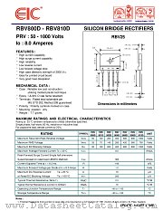 RBV810D datasheet pdf EIC discrete Semiconductors