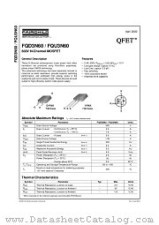 FQD3N60 datasheet pdf Fairchild Semiconductor