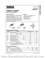 FQI2P40 datasheet pdf Fairchild Semiconductor