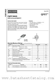 FQPF16N25 datasheet pdf Fairchild Semiconductor