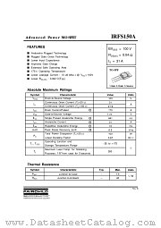 IRFS150A datasheet pdf Fairchild Semiconductor