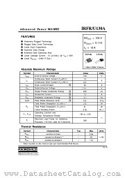 IRFU130A datasheet pdf Fairchild Semiconductor