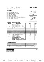 IRLS610A datasheet pdf Fairchild Semiconductor