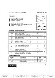 SFR9220 datasheet pdf Fairchild Semiconductor