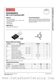 FGH20N60SFD datasheet pdf Fairchild Semiconductor