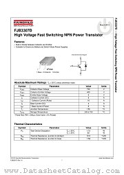 FJB3307D datasheet pdf Fairchild Semiconductor