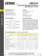 HMC315 datasheet pdf Hittite Microwave Corporation