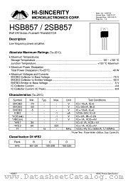 HSB857 datasheet pdf Hi-Sincerity Microelectronics