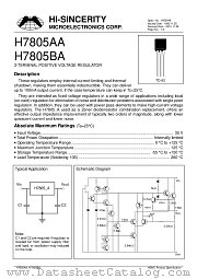 H7805BA datasheet pdf Hi-Sincerity Microelectronics
