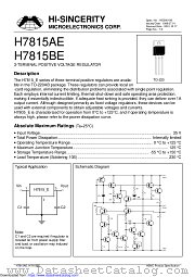 H7815BE datasheet pdf Hi-Sincerity Microelectronics
