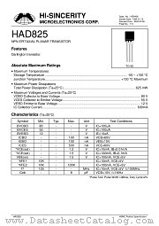 HAD825 datasheet pdf Hi-Sincerity Microelectronics