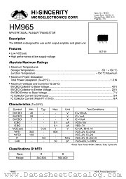 HM965 datasheet pdf Hi-Sincerity Microelectronics