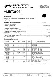 HMBT3906 datasheet pdf Hi-Sincerity Microelectronics