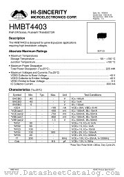 HMBT4403 datasheet pdf Hi-Sincerity Microelectronics