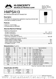 HMPSA13 datasheet pdf Hi-Sincerity Microelectronics