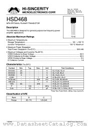 HSD468 datasheet pdf Hi-Sincerity Microelectronics