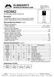 HSD882 datasheet pdf Hi-Sincerity Microelectronics