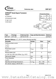 BSP92P datasheet pdf Infineon