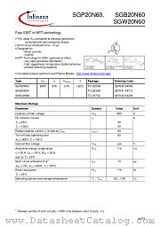 SGP20N60 datasheet pdf Infineon