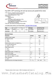 SKB02N60 datasheet pdf Infineon