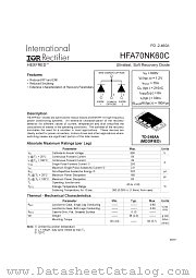 HFA70NK60C datasheet pdf International Rectifier