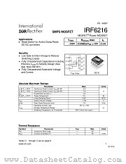 IRF6216 datasheet pdf International Rectifier