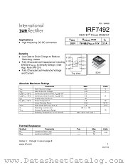 IRF7492TR datasheet pdf International Rectifier