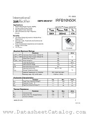 IRFB16N50K datasheet pdf International Rectifier