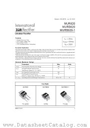 MURB820TRL datasheet pdf International Rectifier