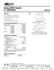 SW-217PIN datasheet pdf Tyco Electronics