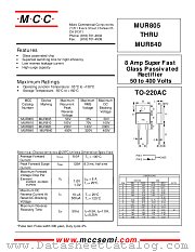 MUR805 datasheet pdf Micro Commercial Components