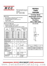 RGP20A datasheet pdf Micro Commercial Components